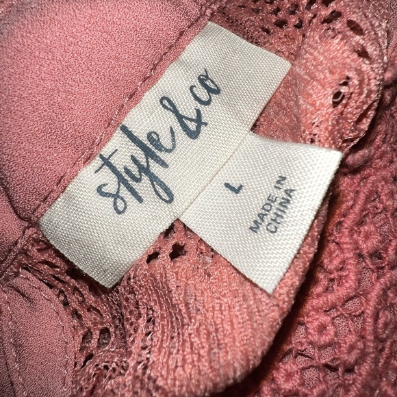 Style & Co. Mauve Lace Top Size Large - Picture 5 of 11